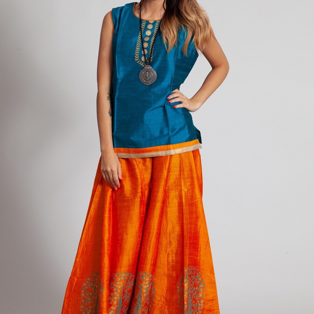 Indian Ethnic Silk cotton Top plus long skirt